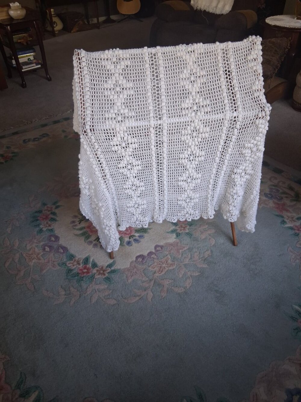 Cozy Hand‑Crocheted Cotton Throw 54"x60" — Cottagecore Lap Blanket for Snuggling - Picture 5 of 8